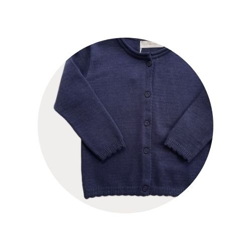 08 cardigan infantil tricot liso azul