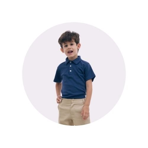 03 polo infantil fine algodao egipcio azul marinho