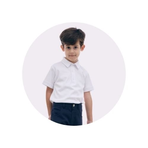 01 polo infantil fine algodao egipcio branca