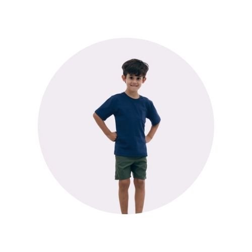 02 camiseta infantil bolso fine algodao egipcio azul marinho