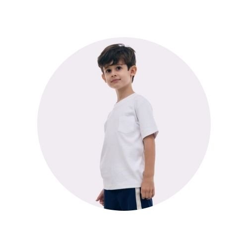 05 camiseta infantil bolso fine algodao egipcio azul marinho