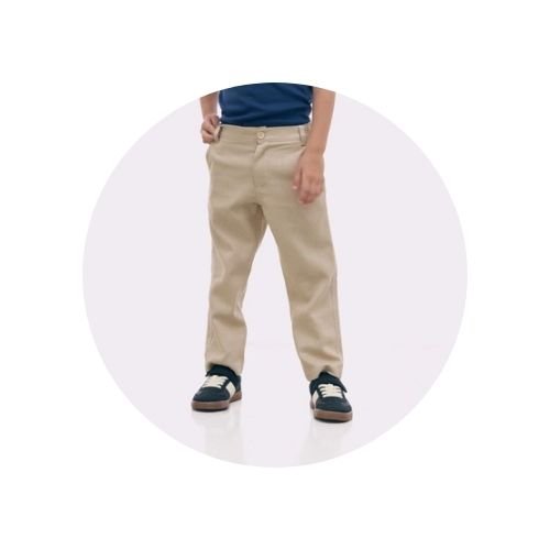 01 calca infantil masculina bolso faca linho bege