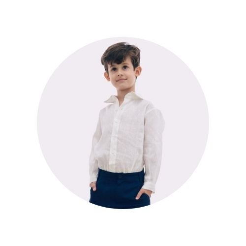 01 camisa infantil puro linho branca