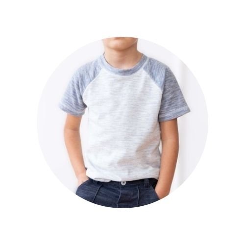 02 camiseta infantil manga raglan azul