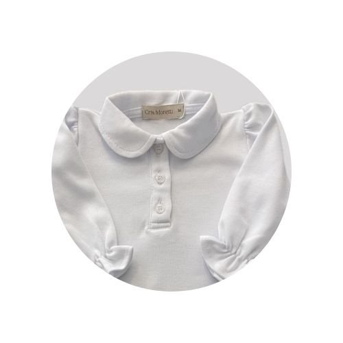05 body polo bebe ml gola redonda algodao egipcio branco
