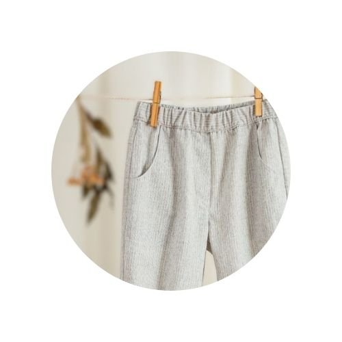 02 calca infantil fem reta com punho cinza