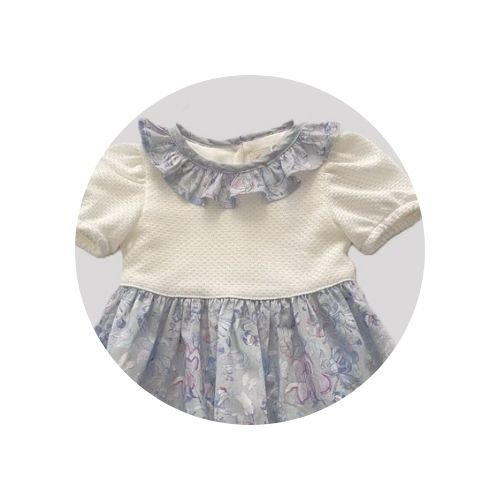 10 vestido bebe malha tricot saia floral off white