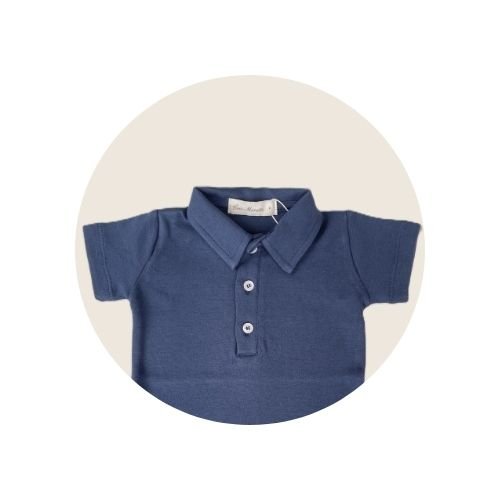 01 body polo bebe masculino manga curta algodao egipcio azul