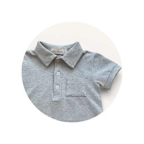 03 macaquinho bebe masculino polo com bolso cinza