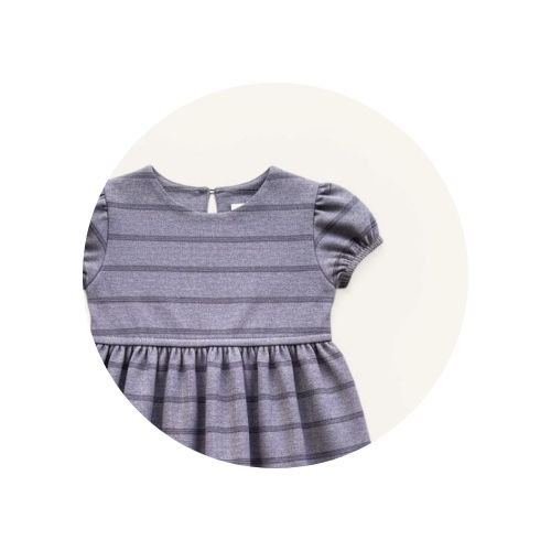 11 vestido infantil saia babado malha listrada azul