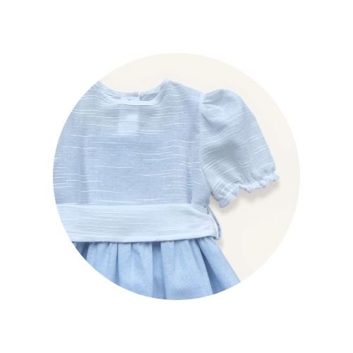10 vestido infantil listrado faixa lisa azul