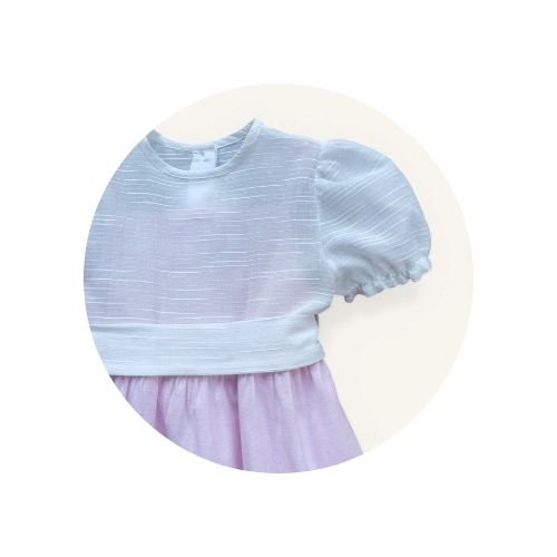 14 vestido infantil listrado faixa lisa azul